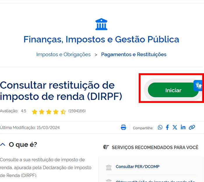 Consultar restituição de imposto de renda (DIRPF) gov br