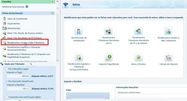RENDA ISENTA E NAO TRIBUTAVEL DECLARACAO EM PROCEDIMENTOS IRPF 2024