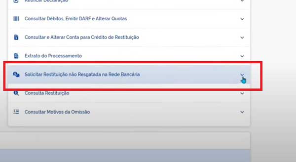 SOLICITAR RESTITUICAO NAO RESGATADA NA REDE BANCARIA RECEITA FEDERAL